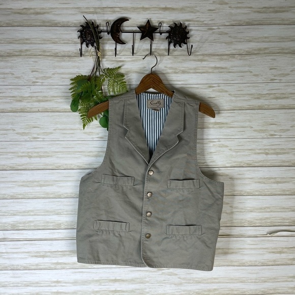 Vintage Scully Muted Olive Utility Safari Cotton Vest - Picture 1 of 4